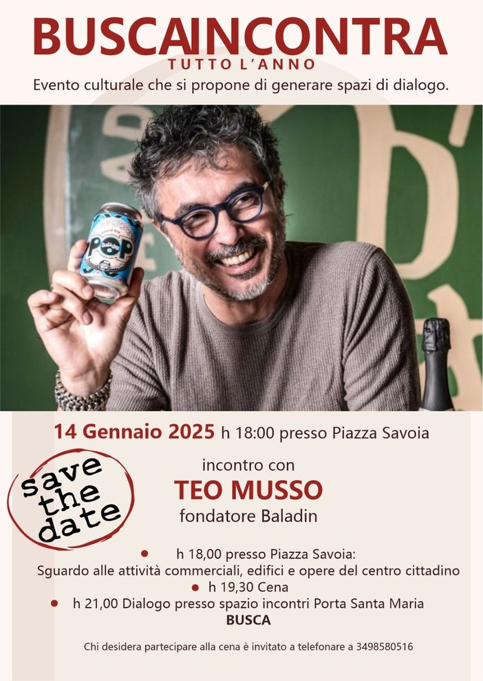 Busca, martedì 14 gennaio appuntamento con Teo Musso